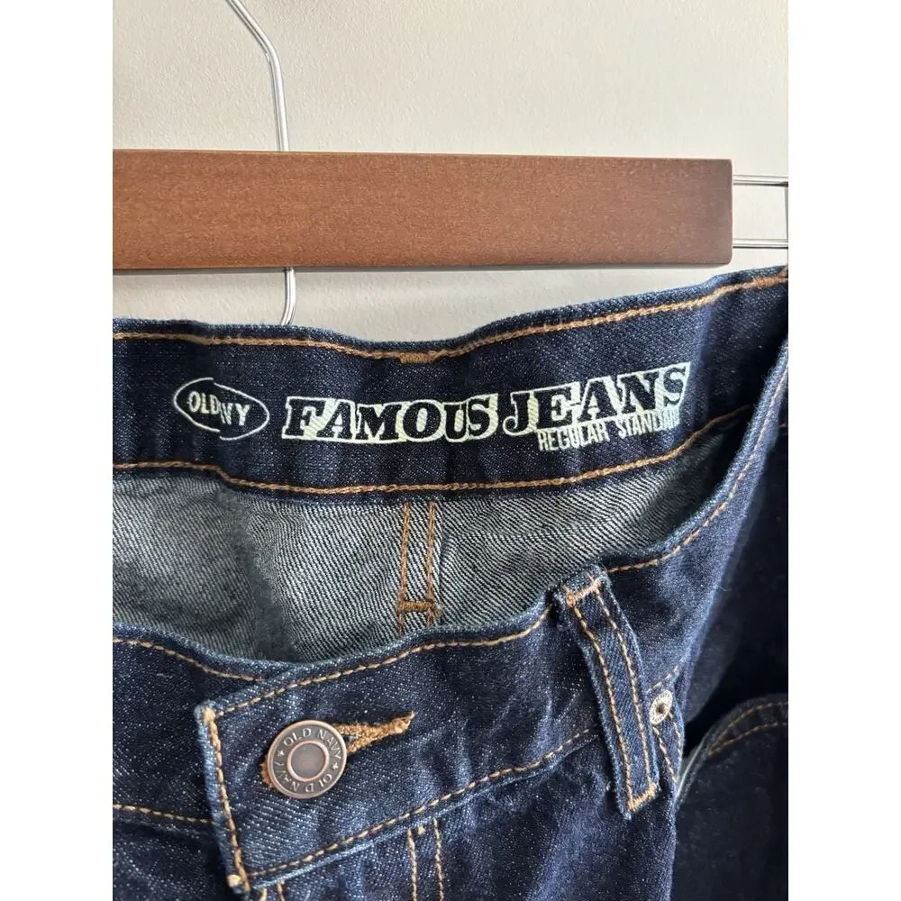 Old Navy Men's Famous Jeans Regular Fit Straight Dark Wash Blue Denim 38x30
